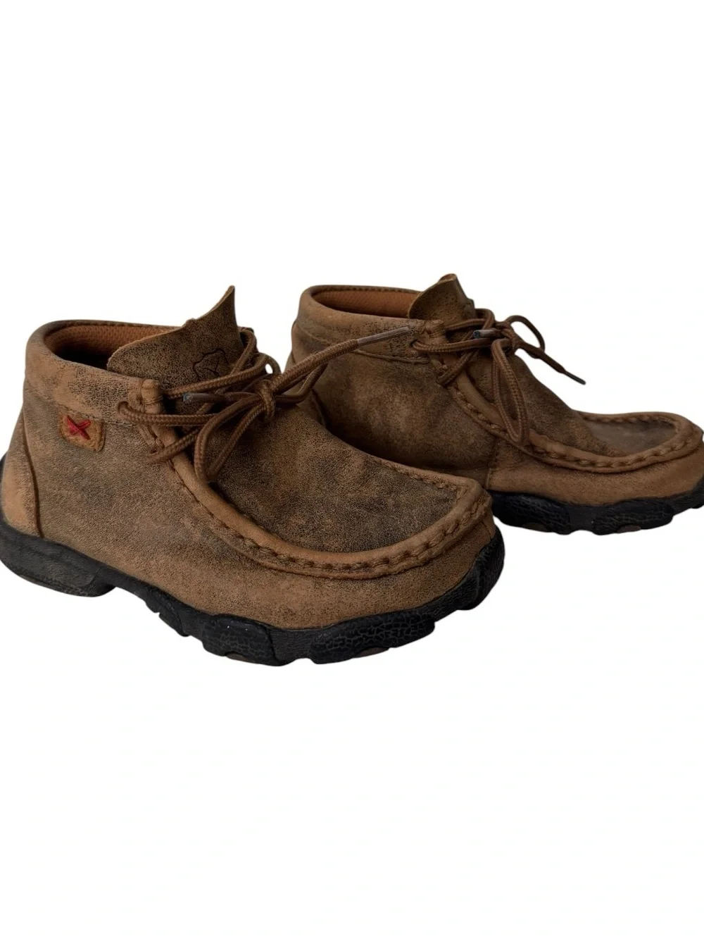 Twisted X Kids Bomber Chukka Driving Mocs Size 8.5M Brown Leather Moc Toe Shoes